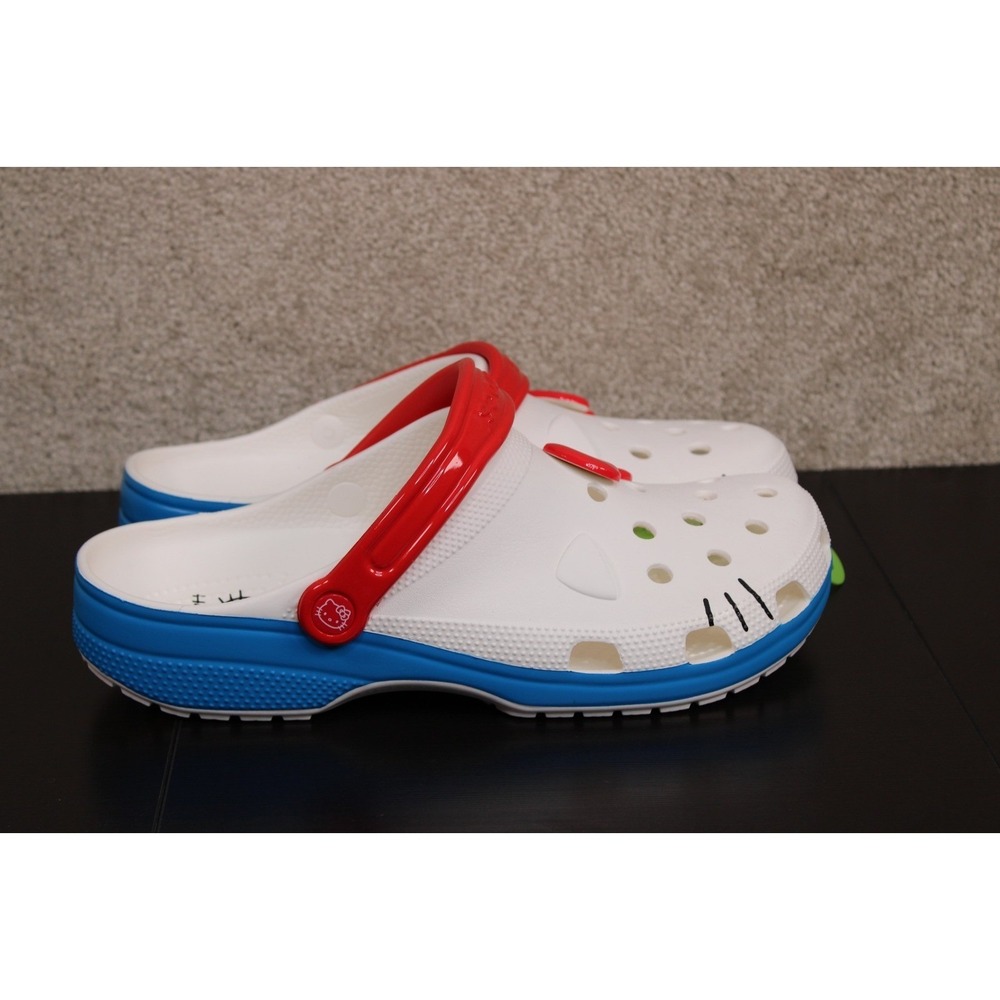 Crocs Hello Kitty Iam Classic Clog White‎ Red Blue Mens 11 209438-100 New
